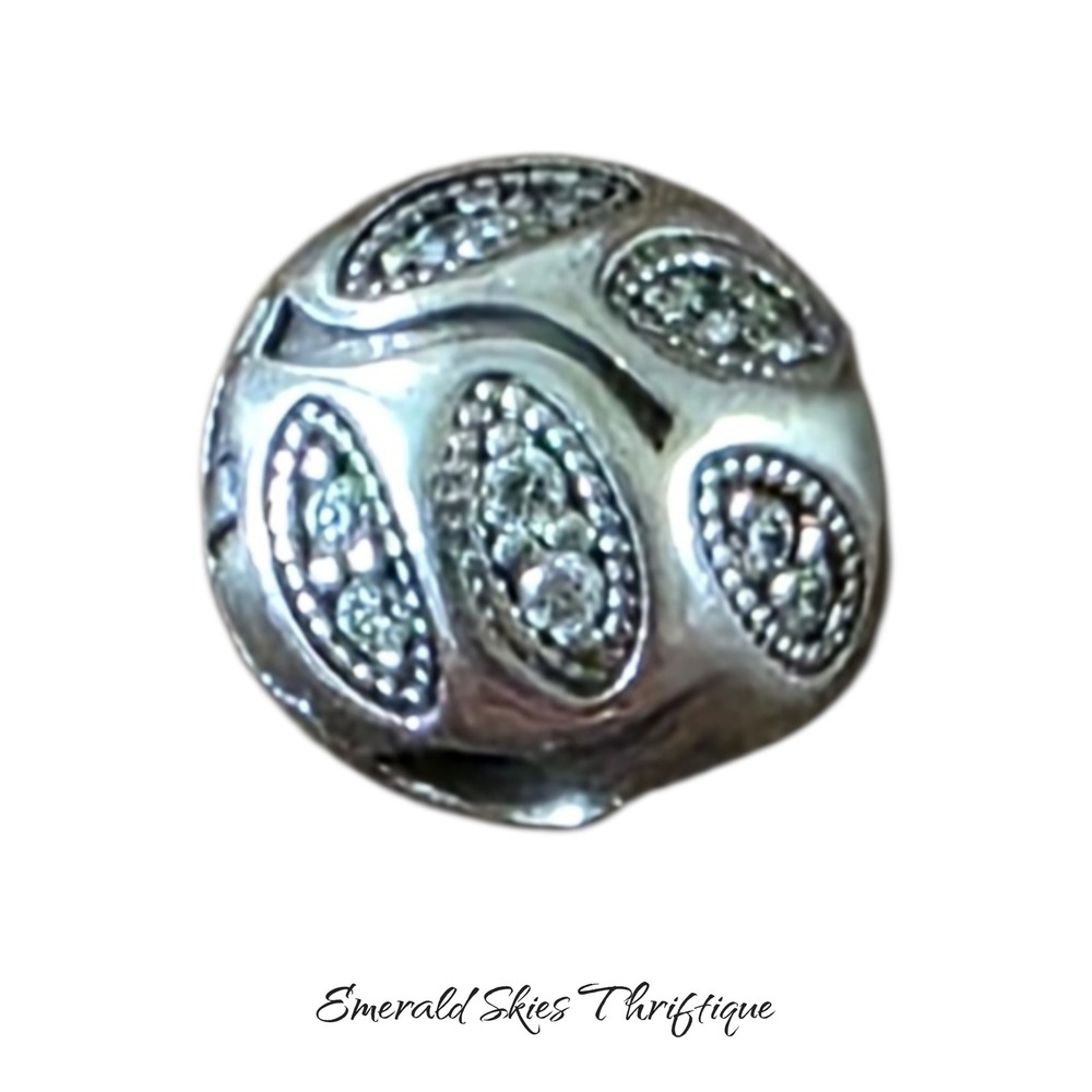 Authentic Pandora 925 Sterling Silver CZ Sparkling Leaves Clip Charm free ship